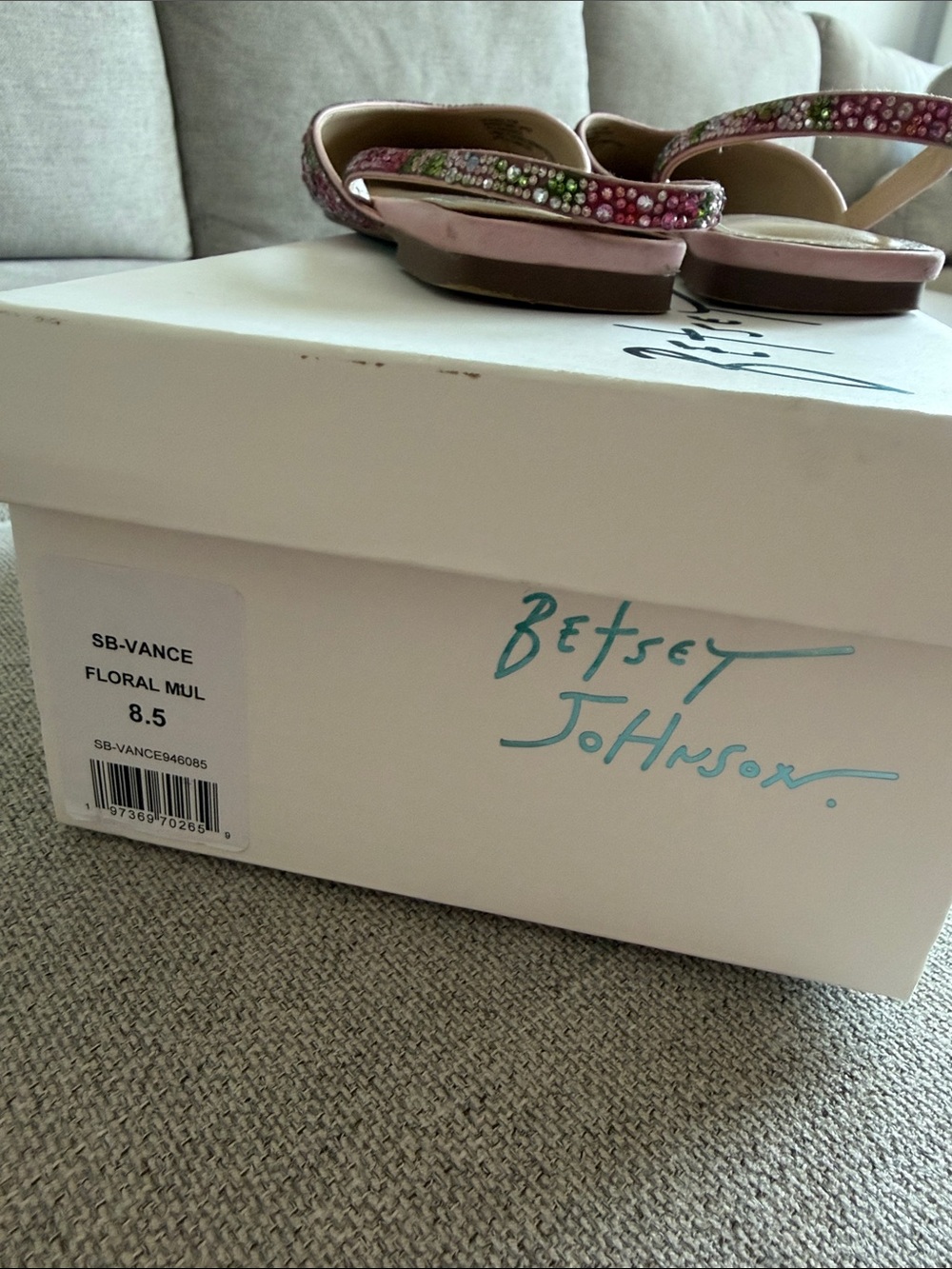 Betsey Johnson Pink Beaded Pointed-Toe Slingback Mules - Picture 9 of 10